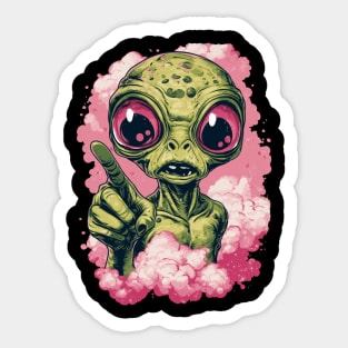 Cosmic Command: The Pointing Alien Sticker